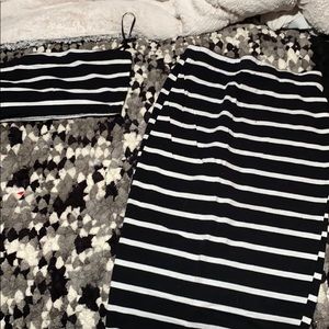 Black and white striped skirt and crop top